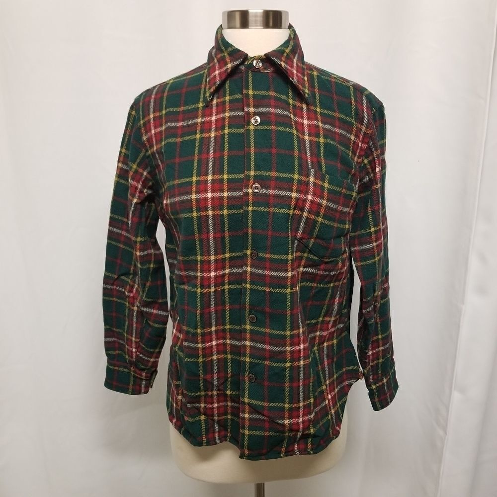 Vintage 80s Retro Pendleton‎ Knockabouts Christmas Plaid Button Down Shacket Sm
